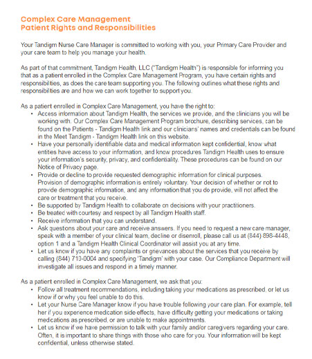 CCM Patient Rights & Responsibilities